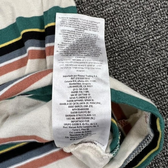 Vintage Guess Originals Shirt Mens Large Green Striped Logo Crewneck Tee 90s - Picture 12 of 14